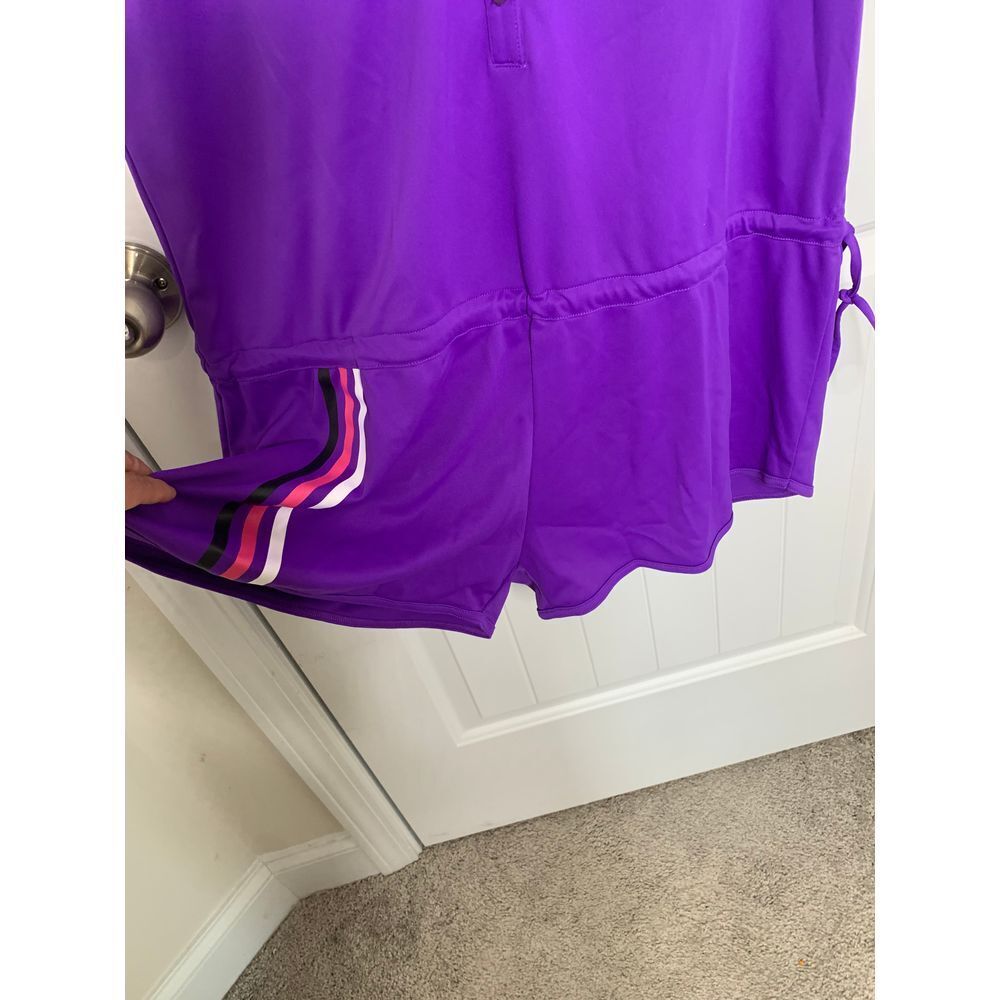 Adidas Purple Athletic Tennis Golf romper Striped Sporty Performance shortall XL - Picture 4 of 8